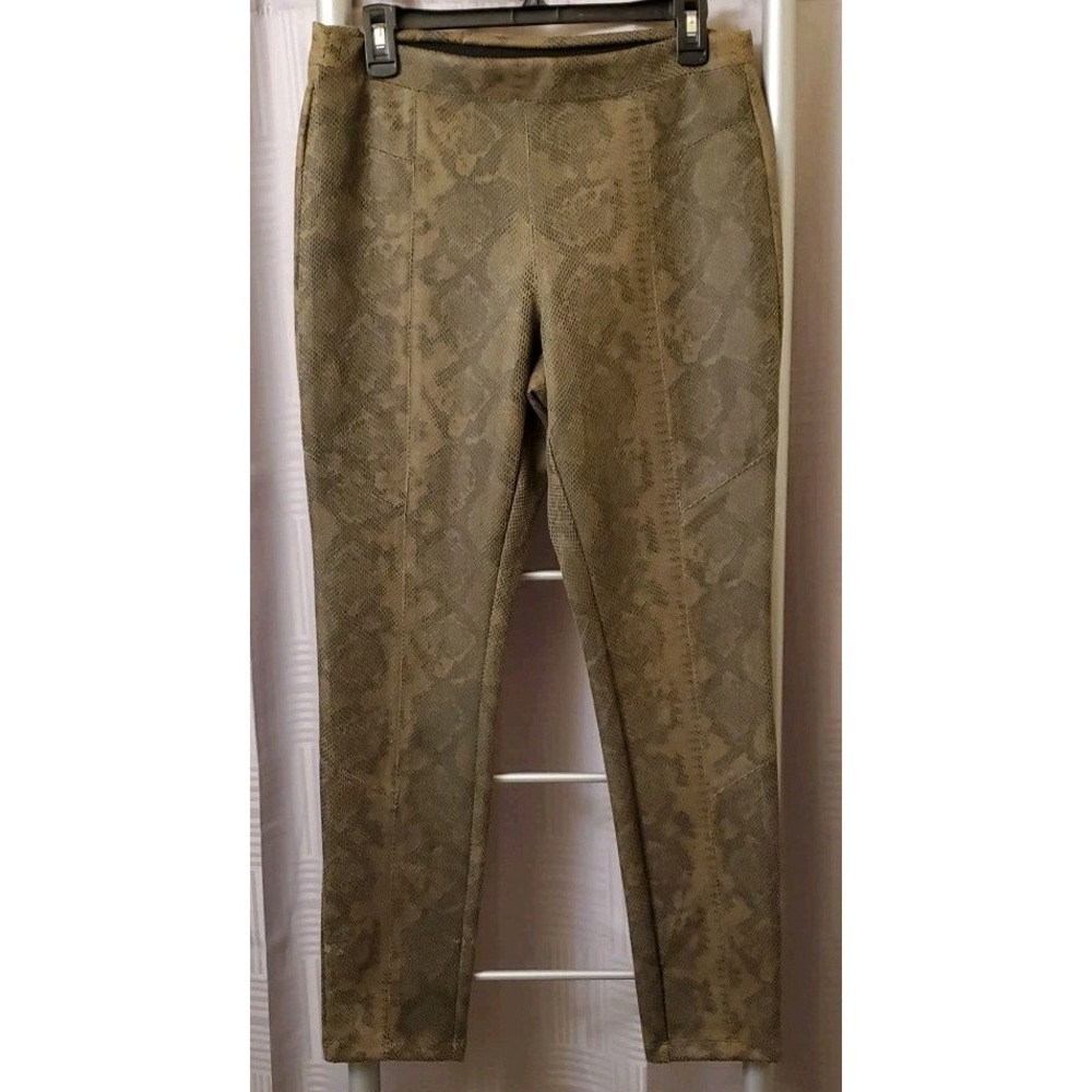 Philosophy Womens Pants Pull on Brown Snake Print Faux Leather Skinny Size M